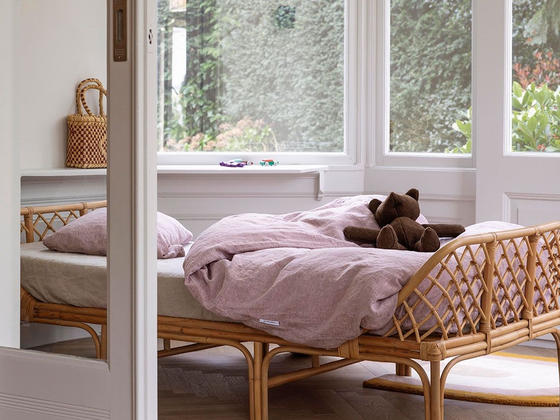 Påslakan för barn tvättat linne rose chambray