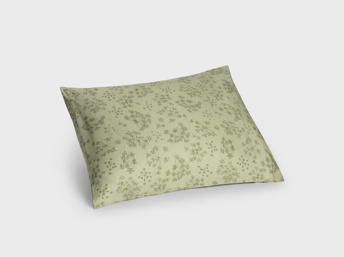 Örngott bomullssatin green bloom