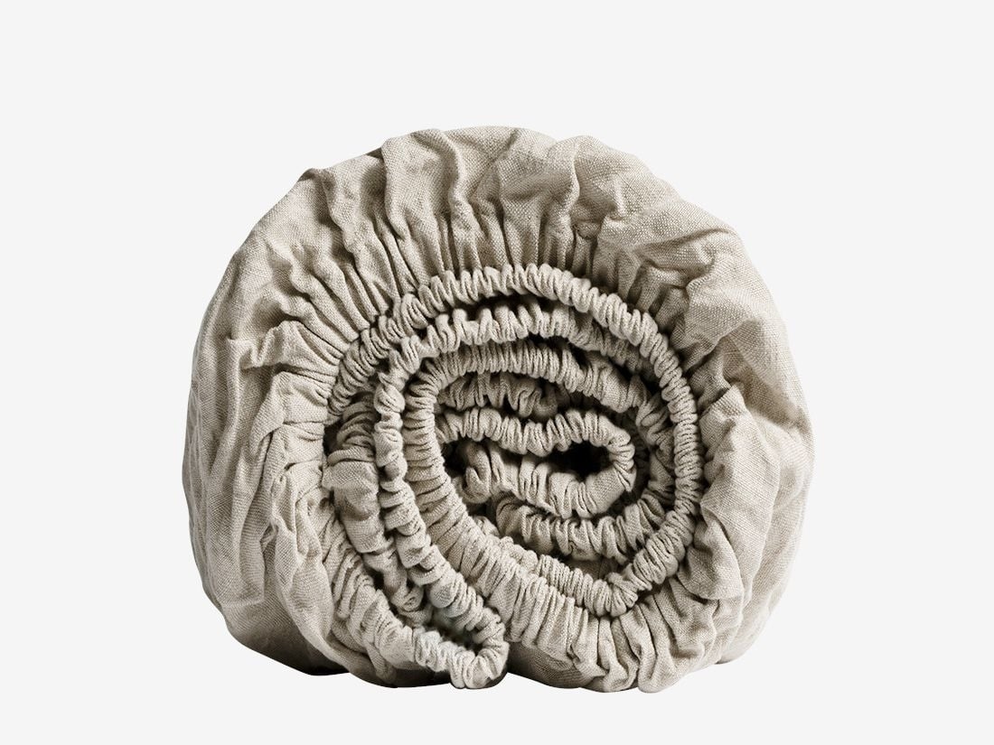 Dra på-lakan för barn i tvättat linne natural