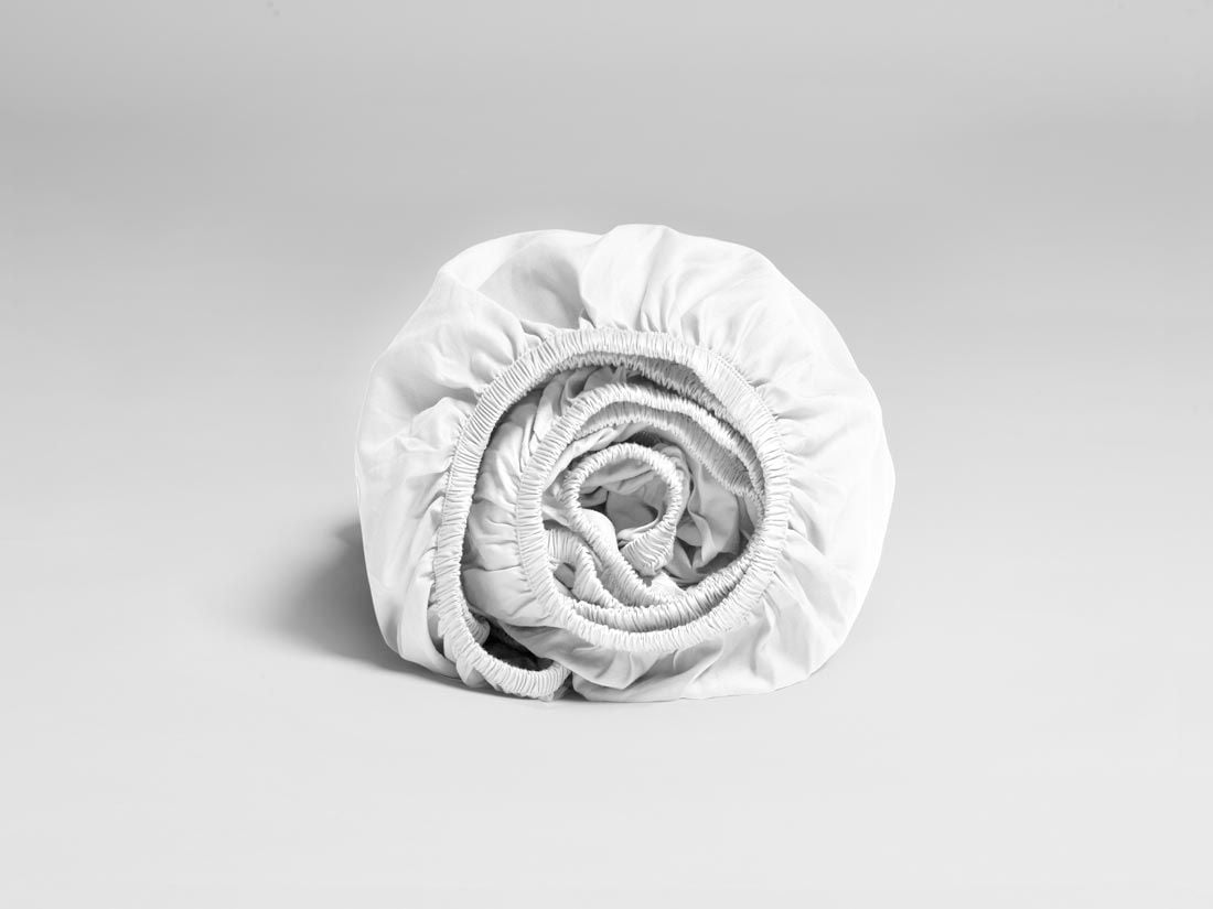 Dra-på-lakan för bäddmadrass bomullssatin pure white