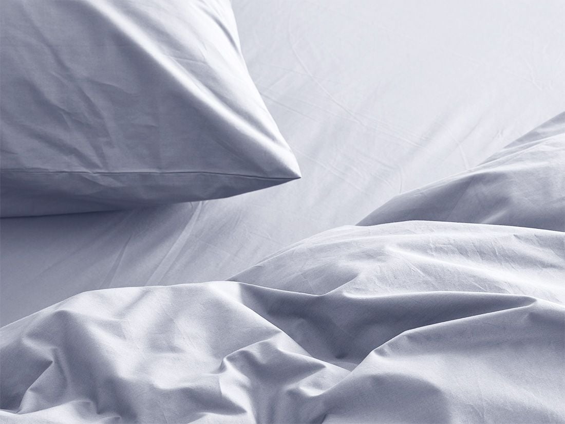 Dra-på-lakan percale lavender blue